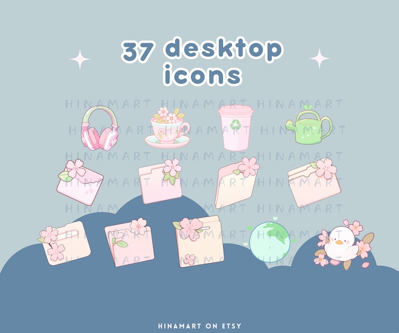 Window Duck Folder Flower Ducks Sakura Desktop Icons Set Cute Desktop Organizer Icon ...