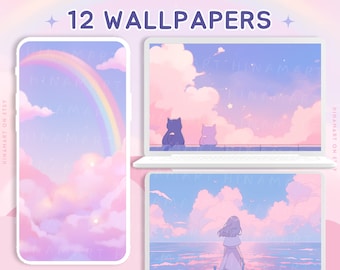 Aesthetic dreamy wallpaper pastel meadow wallpaper lofi anime wallpaper sky scenery wallpaper cute desktop wallpaper cozy kawaii wallpaper