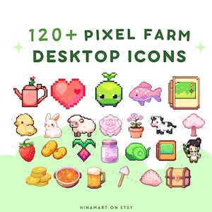Lofi Pixel Farm Desktop Icons Set Star Valley Aesthetic Desktop Organizer Icon Cute Kawaii Folder Windows Mac Icons Farm Night Lofi Pack