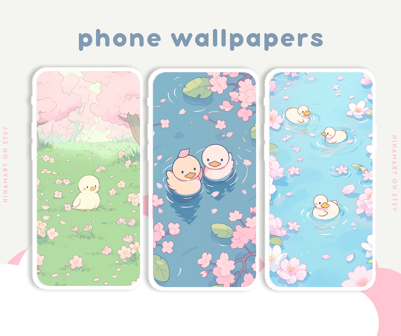 Flower Duck Wallpaper Cute Aesthetic Sakura Blossom Ducks Wallpapers ...