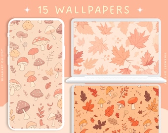 Cute autumn wallpapers fall wallpapers holiday wallpapers plain simple autumn wallpaper kawaii lofi wallpaper pastel leaves wallpaper