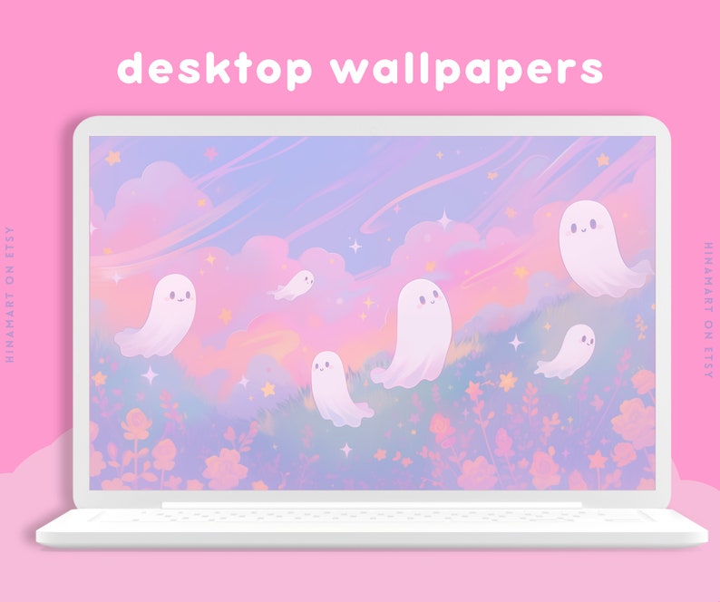 Pastel ghosts wallpaper cute wallpaper halloween wallpaper lofi wallpaper aesthetic desktop wallpaper rainbow kawaii wallpapers pack image 2