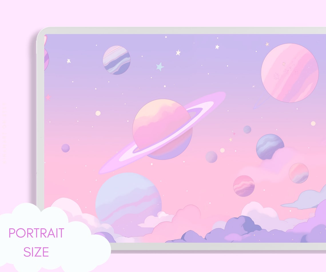 Pastel Planets Wallpaper Lofi Space Wallpaper Pink Aesthetic Wallpaper