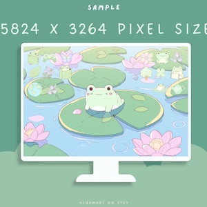Cute Pastel Frog Desktop Set Aesthetic Wallpapers Icons Frog Desktop ...