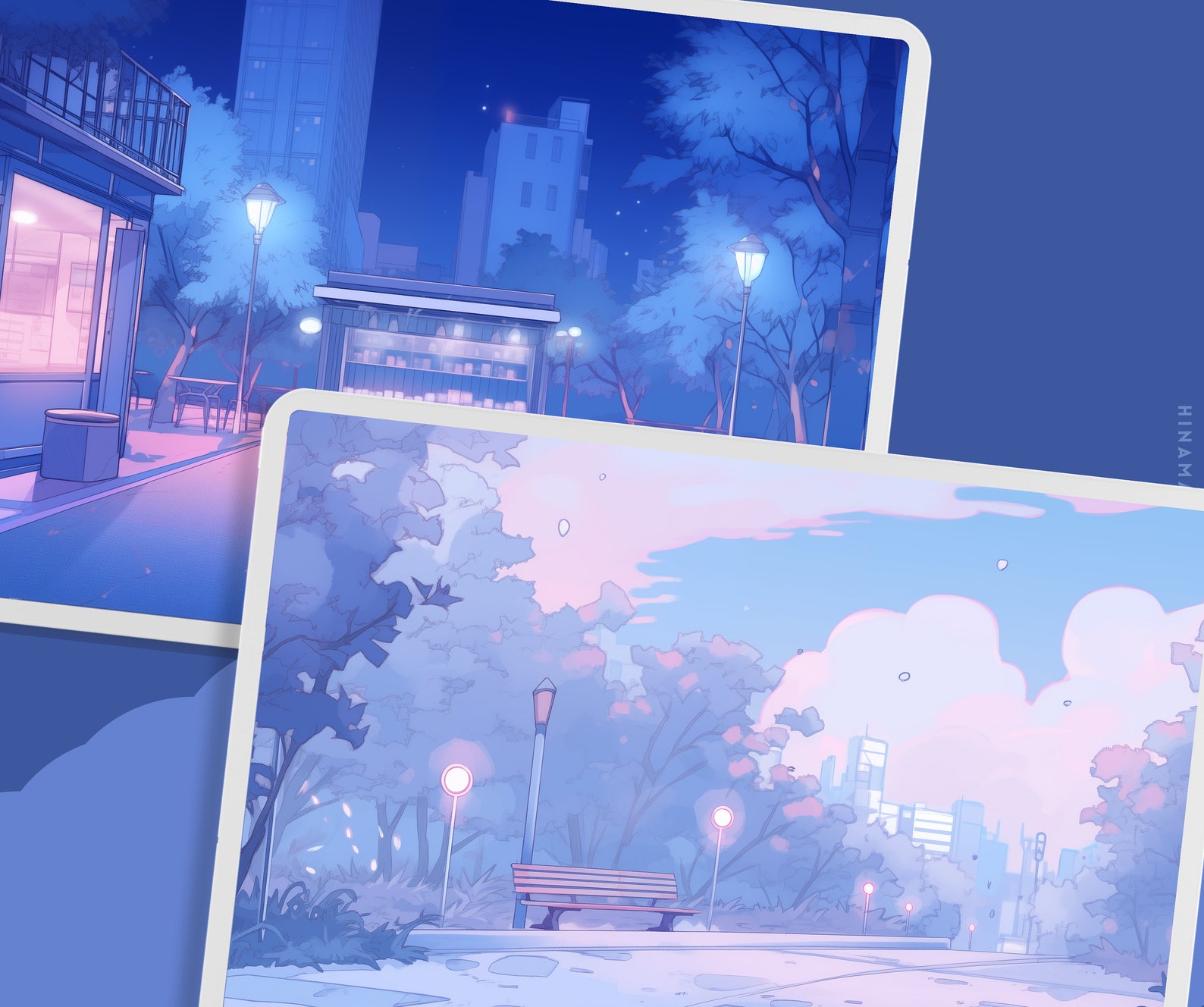 Pastel Blue City Wallpapers Anime Wallpapers Night Wallpaper Studio