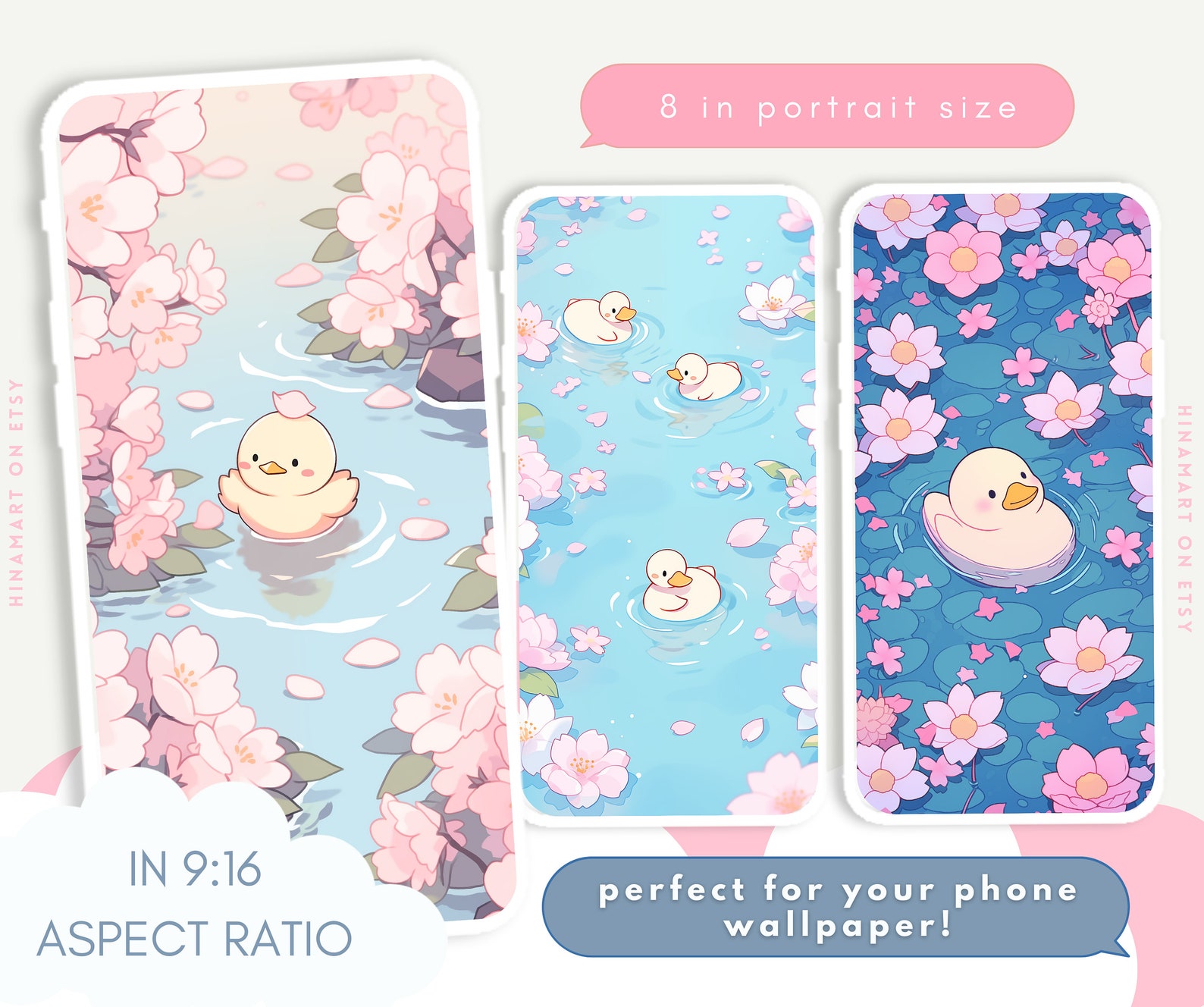 Flower Duck Wallpaper Cute Aesthetic Sakura Blossom Ducks Wallpapers ...