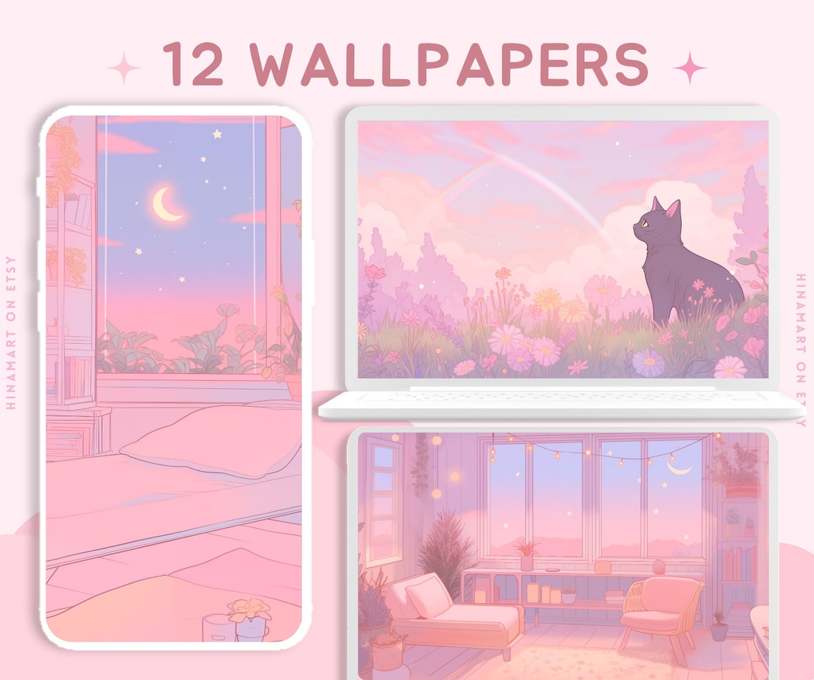 Cute Pastel Dreamy Desktop Wallpaper Pink Aesthetic Kawaii Anime
