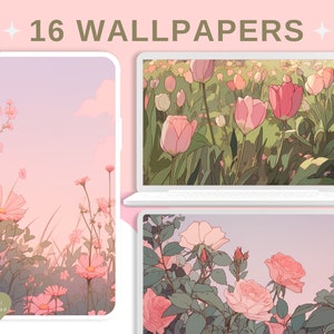 Prato fiorito sfondo per il desktop fiori pastello estetici sfondi artistici 4k carta da parati cottagecore carino giardino stravagante carta da parati da giardino