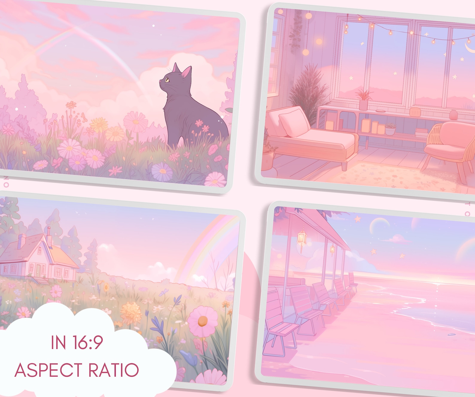 Cute Pastel Dreamy Desktop Wallpaper Pink Aesthetic Kawaii Anime ...