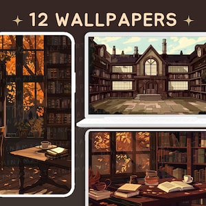 Dark academia wallpaper 2 desktop wallpaper pack library wallpaper study school lofi aesthetic wallpaper cute book wallpaper night wallpaper