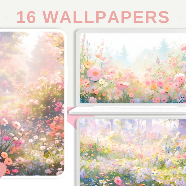 Floral desktop wallpaper pastel flowers art desktop wallpapers aesthetic wallpapers 4k desktop wallpaper cute garden whimsical wallpaper