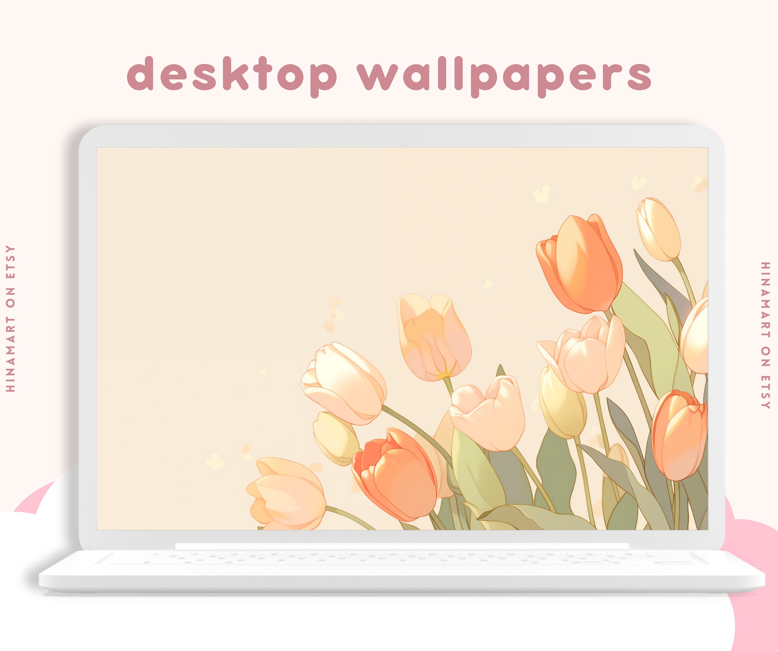 Tulips Flowers Desktop Wallpaper Pastel Tulip Flower Art Desktop ...
