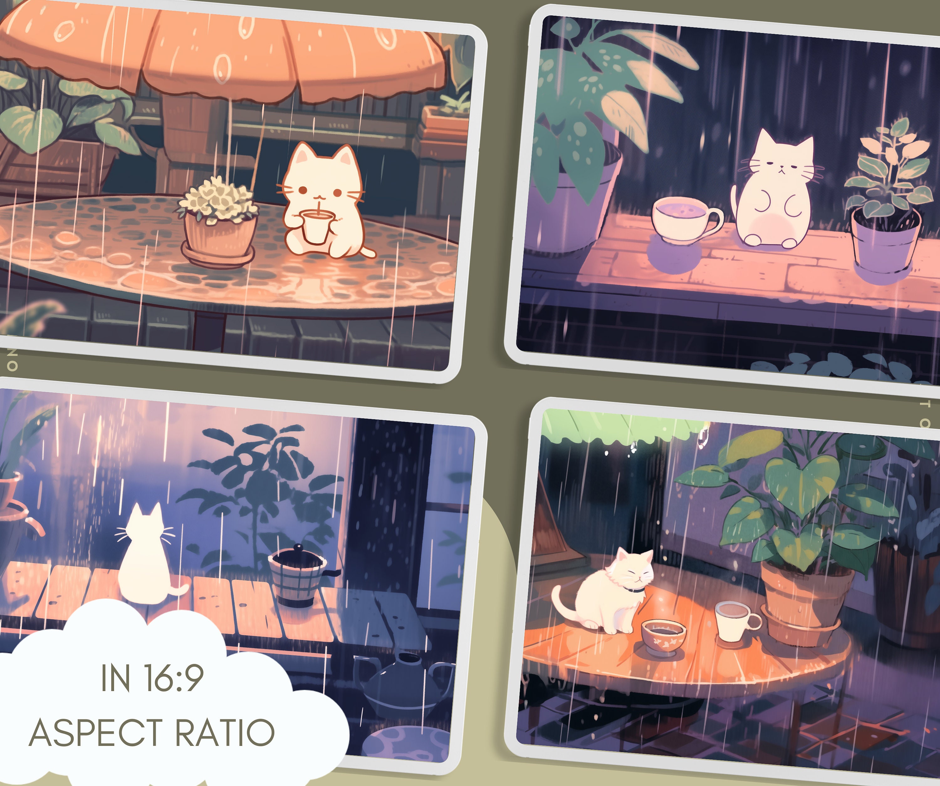 Cafe Rainy Cats Wallpaper Cute Lofi Plants Wallpaper Desktop Wallpaper ...