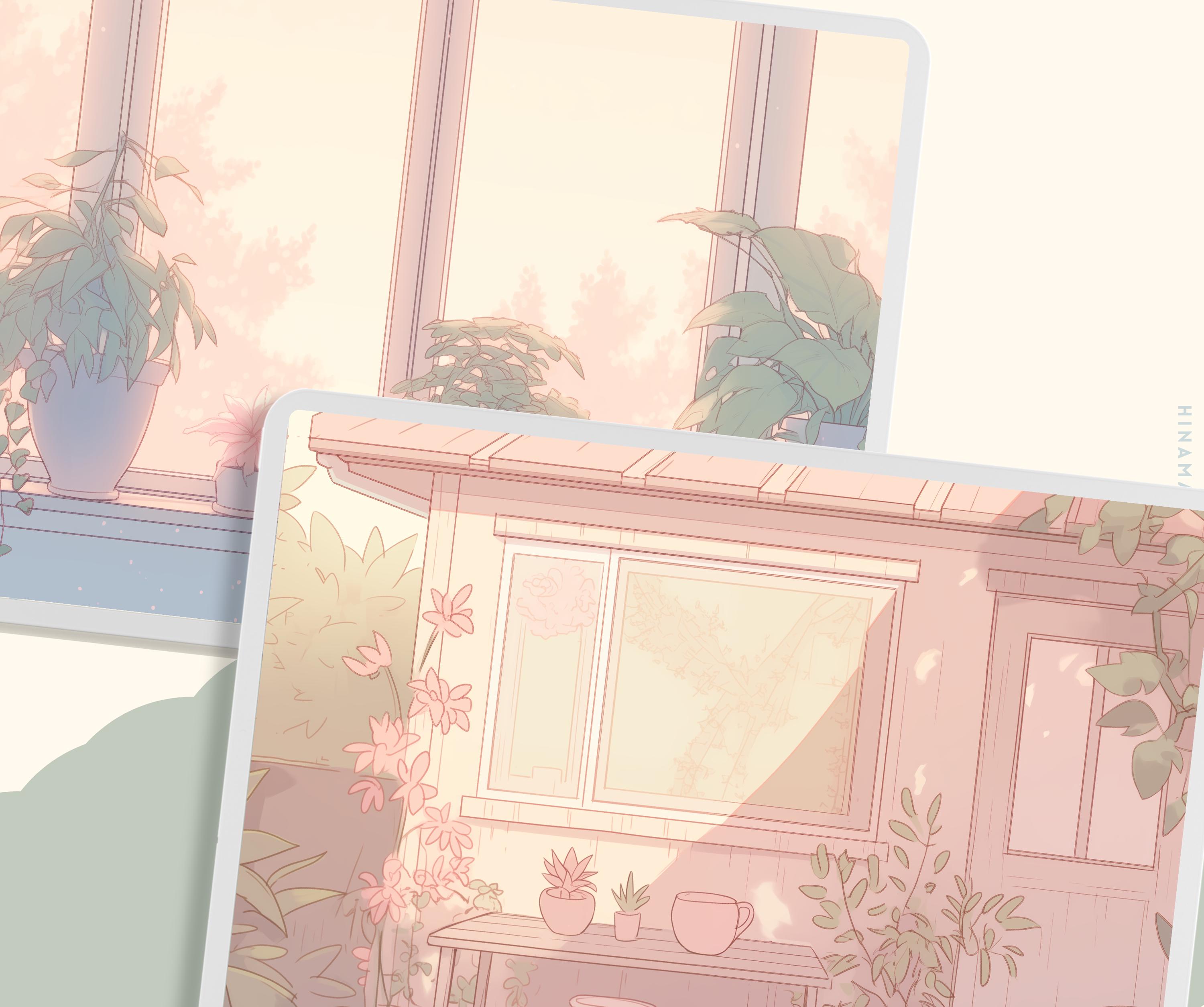 Aesthetic Nature Wallpapers Anime Lofi Wallpaper Pastel Plants 
