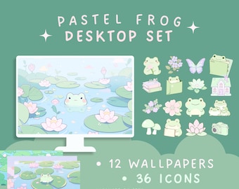 Cute Pastel Frog Desktop Set Aesthetic Wallpapers Icons Frog