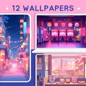 Fondos de pantalla japoneses kawaii, fondo de pantalla pastel, fondo de pantalla lofi, ramen, lindo fondo, protector de pantalla, fondo de pantalla para teléfono, arcade, anime, estética