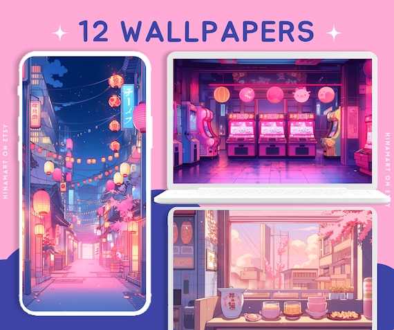Kawaii japanese wallpapers pastel wallpaper lofi desktop wallpaper ramen cute background screensaver  phone wallpaper arcade anime aesthetic