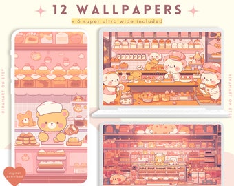 cute bear bakery wallpaper sweets cozy adorable bundle kawaii bear desktop monitor phone tablet wallpapers background wallpapers for phone