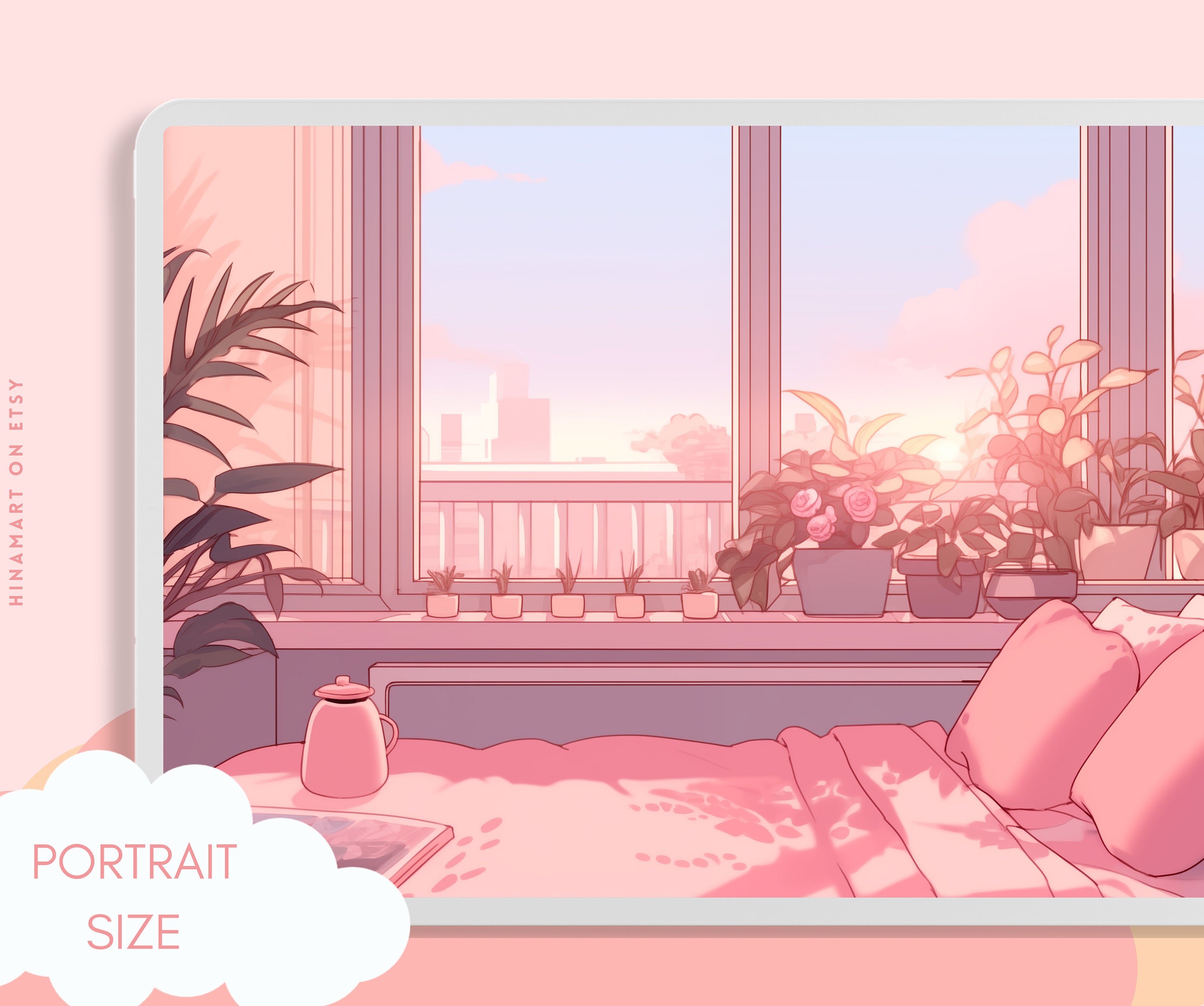 Lofi Morning Pink Wallpaper Pastel Anime Wallpaper Lofi Twitch Overlay ...