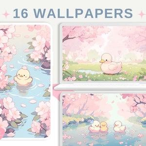 Carta da parati fiore anatra estetica carina sakura fiore anatre sfondi rosa sfondo desktop 4k animali kawaii sfondo carta da parati stravagante