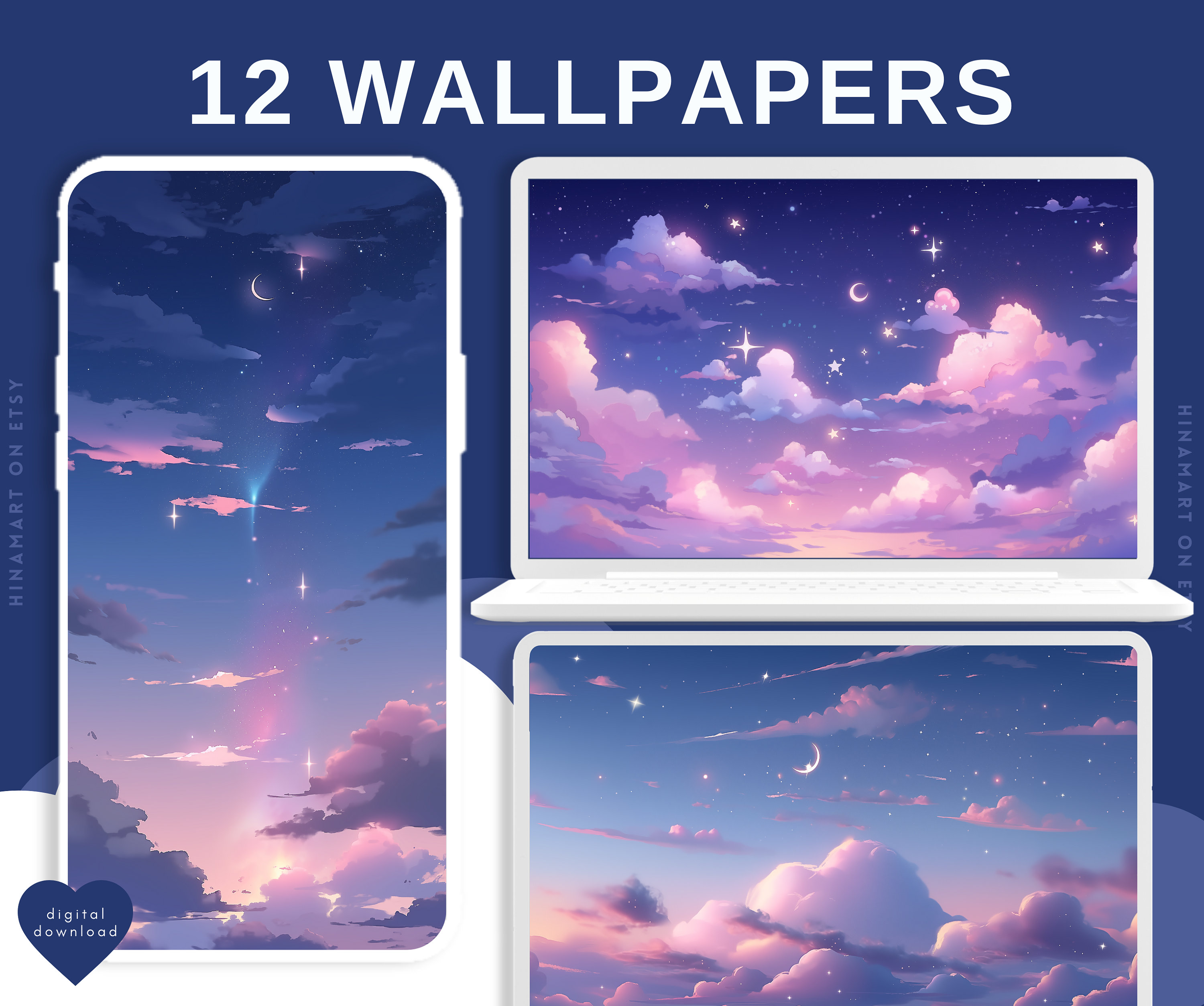 Lofi Night Sky Wallpapers Pastel Dreamy Aesthetic Cute Clouds Celestial ...
