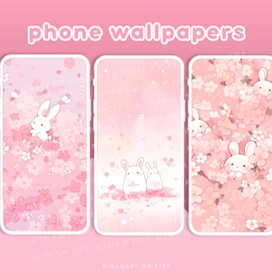Sakura Bunny Lofi - Conjunto de fondos de pantalla para escritorio, iconos, organizador de escritorio rosa, flores kawaii, carpeta, fondo, paquete estético para Windows y Mac imagen 4