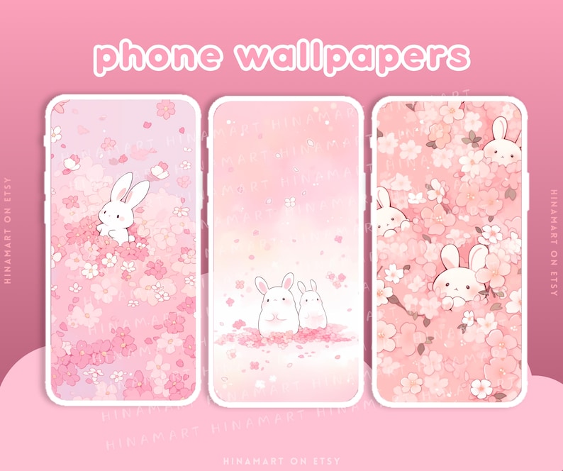 Sakura Bunny Lofi - Conjunto de fondos de pantalla para escritorio, iconos, organizador de escritorio rosa, flores kawaii, carpeta, fondo, paquete estético para Windows y Mac imagen 4