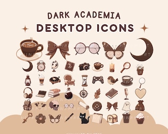 Dark Academia Desktop Icons Set Cute Desktop Organizer Icon School Folder Icon Windows Mac Icons Aesthetic Lofi Icons Laptop Icons