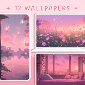 Pastel Dreamy Aesthetic Pink Wallpapers anime desktop Wallpaper Phone Wallpaper Desktop Theme Background Kawaii Cute whimsical wallpaper