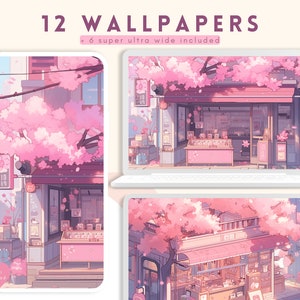 cute beautiful sakura flower building wallpaper bundle kawaii plants desktop monitor tablet phone wallpapers background anime aesthetic