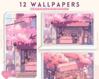cute beautiful sakura flower building wallpaper bundle kawaii plants desktop monitor tablet phone wallpapers background anime aesthetic
