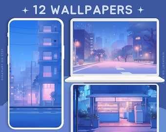 Pastel blue city wallpapers anime wallpapers night wallpaper studio wallpaper lofi wallpapers desktop wallpaper cute aesthetic wallpapers
