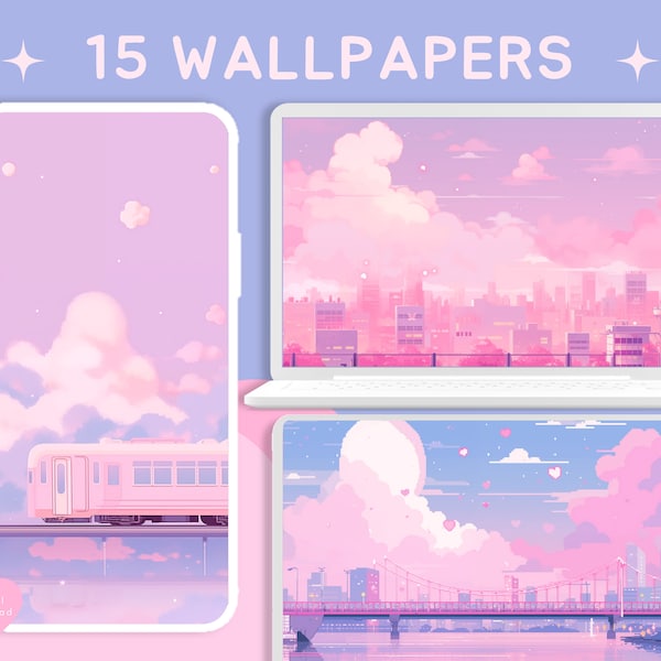 Pink city anime aesthetic wallpapers moon wallpaper 4k desktop night city sky wallpaper purple cute landscape wallpaper pack