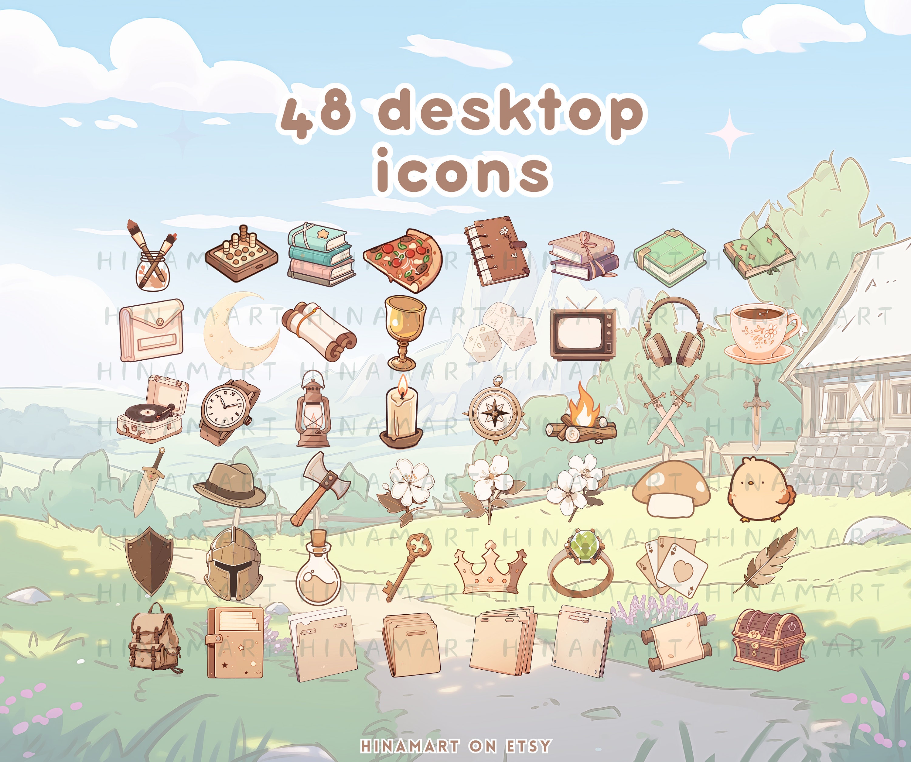 Fantasy Land Desktop Set Wallpapers Icons Aesthetic Adventure Desktop ...