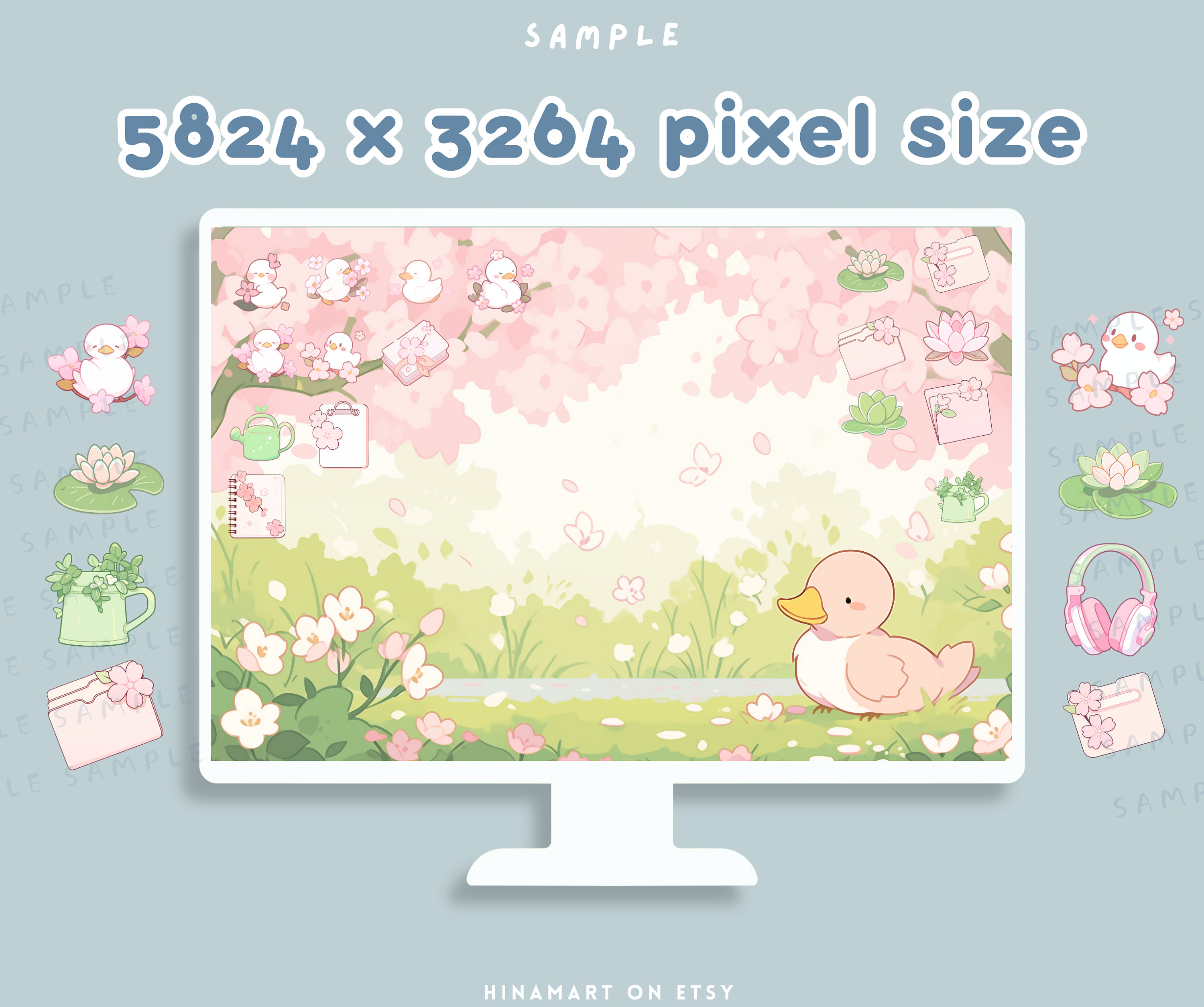Window Duck Folder Flower Ducks Sakura Desktop Set Wallpapers Icons Cute Desktop Organizer ...