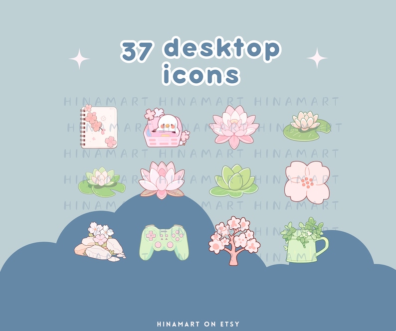 Window Duck Folder Flower Ducks Sakura Desktop Icons Set Cute Desktop Organizer Icon ...