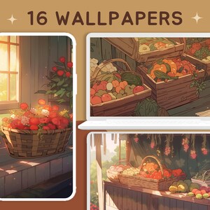 Herfst oogst behang seizoen behang cottagecore behang pompoen behang schattig behang herfst behang studio anime behang lofi