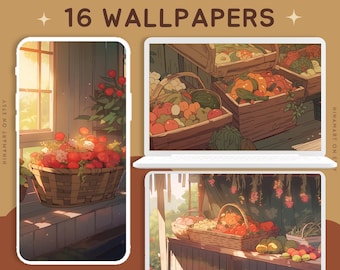 Autumn harvest wallpaper season wallpaper cottagecore wallpaper pumpkin wallpaper cute wallpaper fall wallpaper studio anime wallpaper lofi
