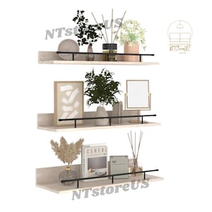 Set Of 3 Wooden Bathroom Shelves With Guardrail  | Over Toilet Storage | Floating Shelf | Rustic Shelf | Bathroom Organizer | Wall Shelves