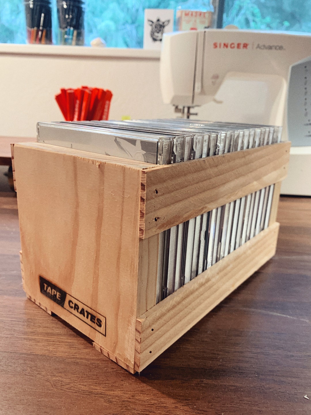 Tape Crates Handmade Wooden CD Crate Holds 18 Compact Discs Etsy