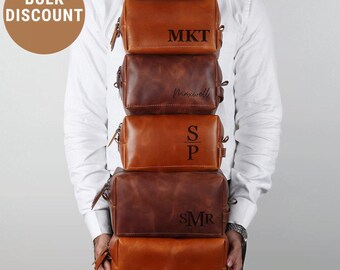 Personalized Travel Bag For Men, Dopp Kits Personalized, Leather Toiletry Bag, Custom Gift For Men,Groomsmen Dopp Kit For Him,Groomsmen Gift