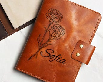 Regalo de flores para el mes de nacimiento, diario personalizado, regalo de flores, regalo de flores para el nacimiento de mamá, diario de flores para el nacimiento, regalos personalizados, regalo de aniversario