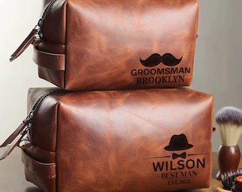Personalized Leather Toiletry Bag Anniversary Gift for him Dopp Kit Men Personalized Groomsmen gift for dad graduation gift for him