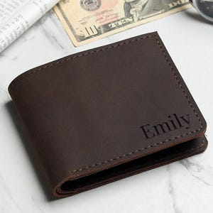Personalized Leather RFID Wallet, Engraved Genuine Leather Custom Wallet, Anniversary Gift For Him, Fathers Day Gift, Gift for Boyfriend