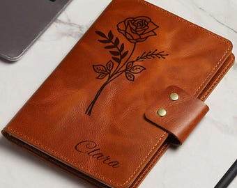 Personalized Leather Journal, Journal with Name, Lined Journal, Personalized Notebook, Customized Leather Gift, Custom Leatherette Journal