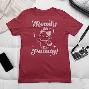 Ready to Pawty! Unisex Jersey Short Sleeve Tee, Cat Shirt Funny, Funny Cat Graphic T-Shirt, Cat Gifts for Cat Lovers, Cute Cat Shirt
