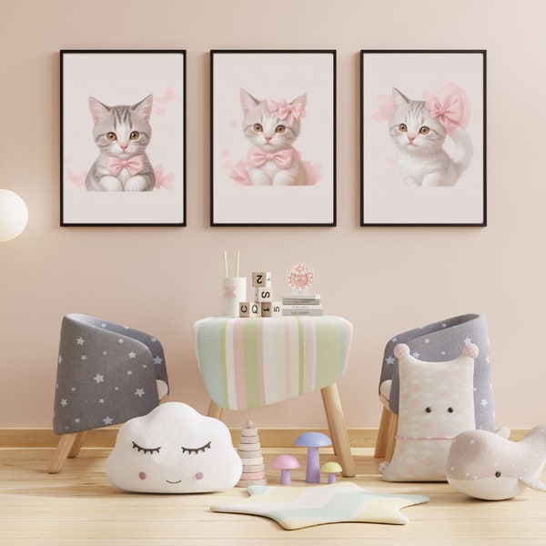 Coquette Cat Wall Art | Cat Lover | Aesthetic Png | Digital Download | Cat Mom Png | Coquette Room Decor | Kawaii Room Decor | Cat Art Print