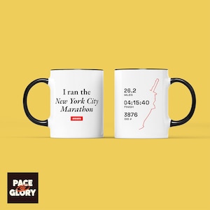 Personalized NYC Marathon Mug | Custom Race Gift with Time, Bib & Course Map | New York City Marathon Finisher Gift