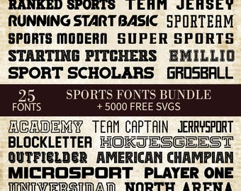 Varsity Schrift SVG Bundle: Sport Jersey Zahlen, Buchstaben (TTF, PNGs) (Digitaler Download)