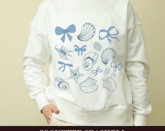 Coquette Seashell SVG: Vintage Küsten Clipart (digitaler Download)